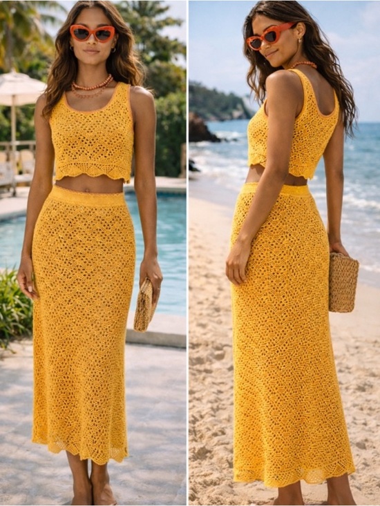 MOTHER Dresses & Skirts - MOTHER Longline Knit Top & Skirt Set in Tangerine Dreams
